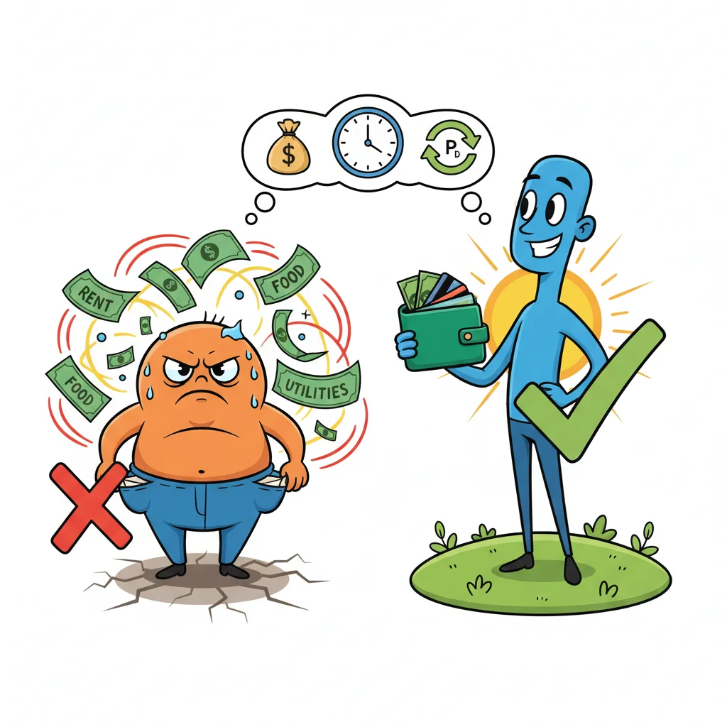 Side-by-side cartoon comparison showing unprepared trader with empty pockets on left versus prepared trader with full wallet on right, separated by three essential preparation questions