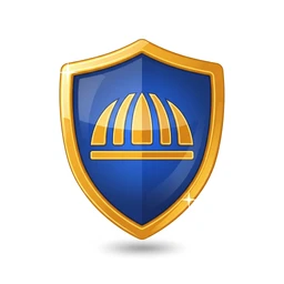 A blue and gold shield with a golden dome-like structure on it.