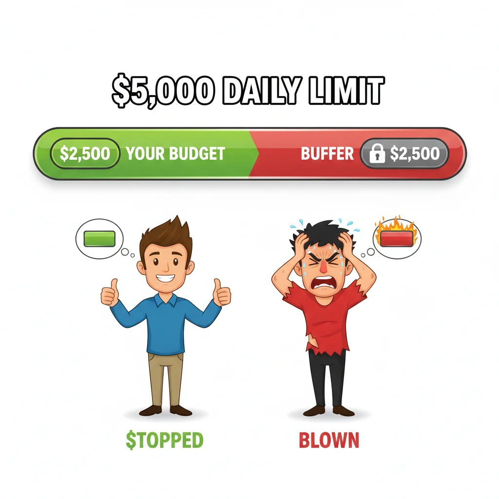 50% 일일 예산 규칙 — 일일 손실 한도의 절반 이상을 절대로 위험에 노출시키지 마세요