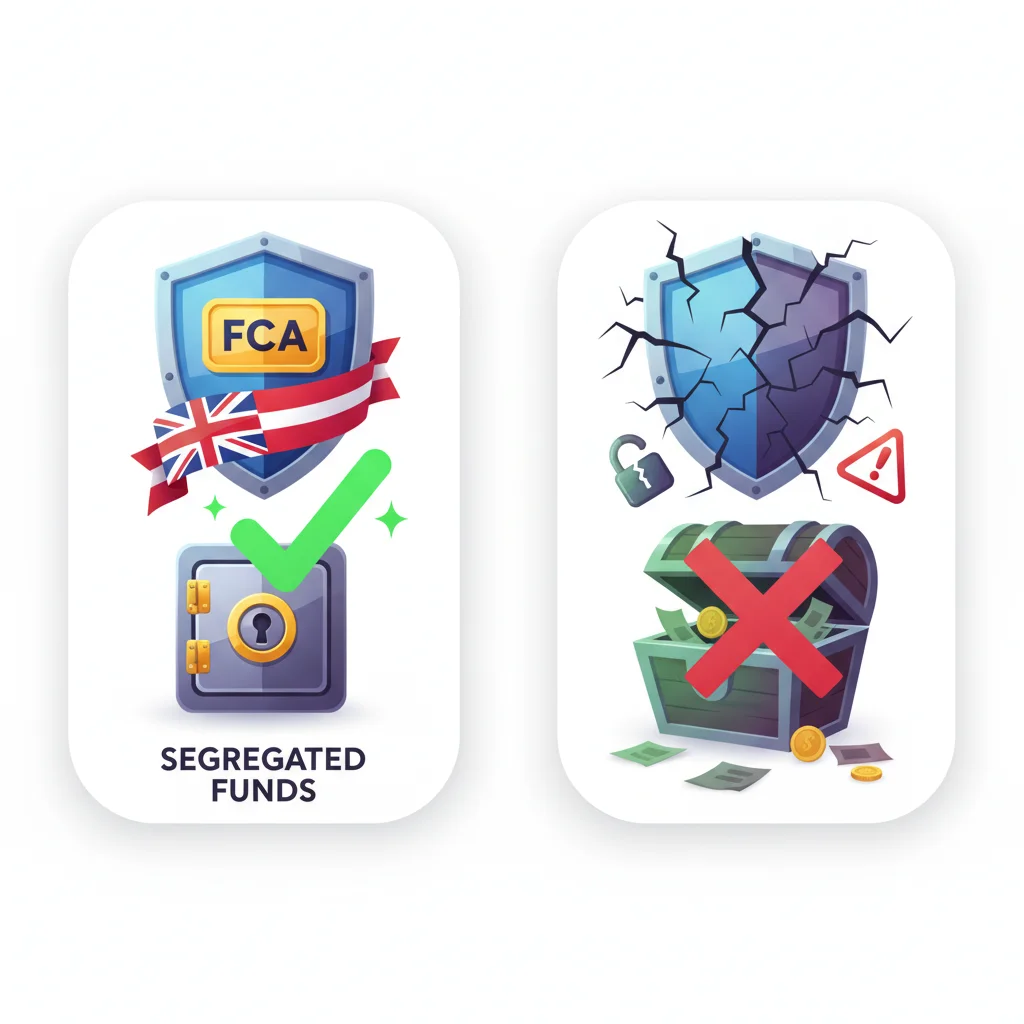 An image illustrating the security of segregated funds under FCA regulation versus unsecured funds.