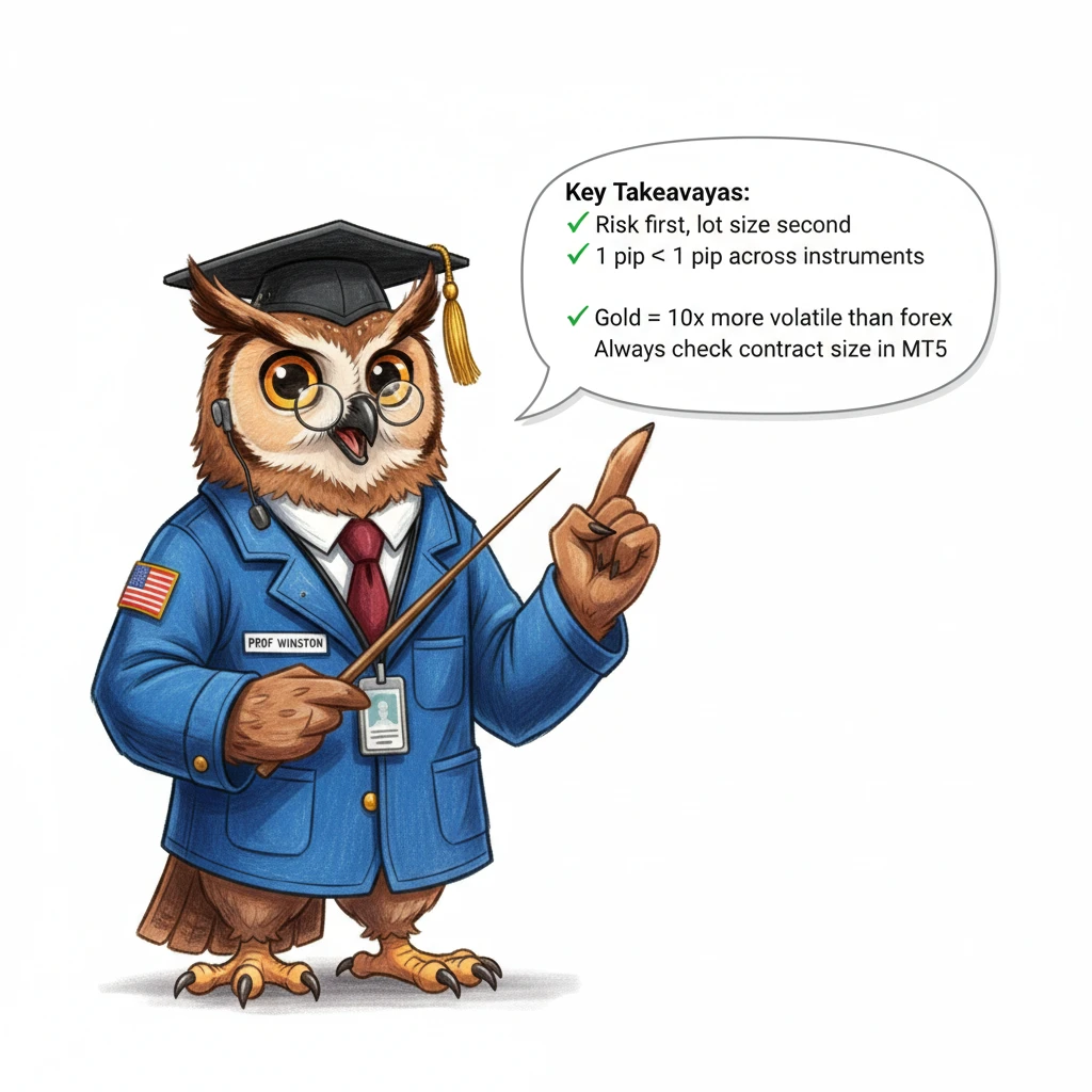 Professor Winston, an owl in a graduation cap and suit, teaches key trading takeaways.