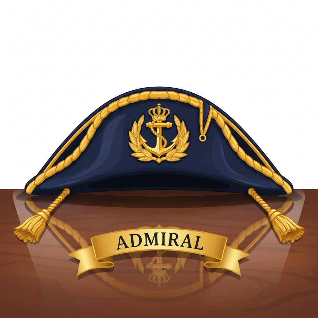 Admiral hat with gold trim — Admirals brand identity