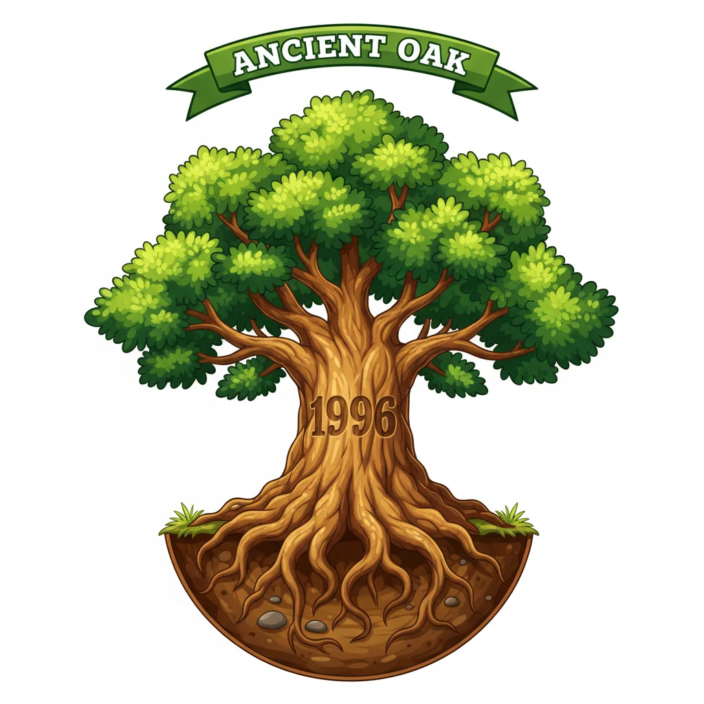 Ancient oak tree with deep roots — OANDA since 1996