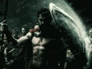 Guerrier spartiate (300) combat avec bouclier — bataille, combat, force