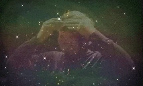 Mind blown meme with stars and sparkles