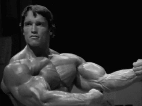 Arnold Schwarzenegger pose bodybuilding — force, puissance, confiance