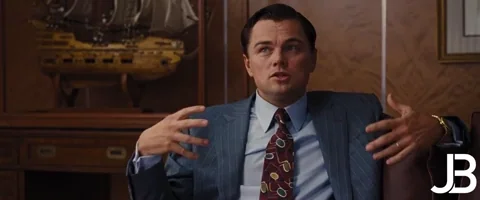 DiCaprio explains confidently with hand gestures