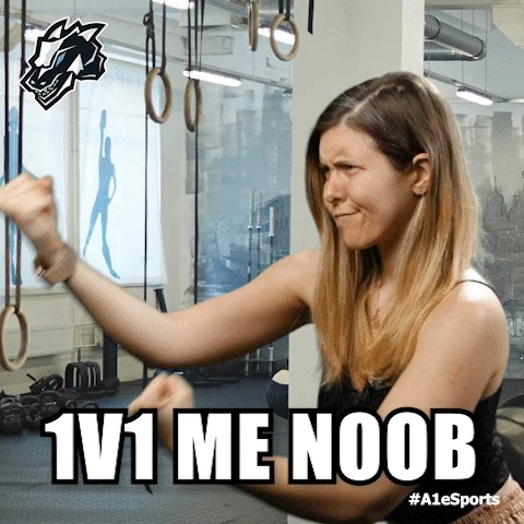 Fille en salle de sport : 1V1 ME NOOB — défi, compétition