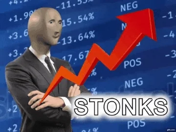 Meme Stonks man devant graphique — stonks, gains, profit meme