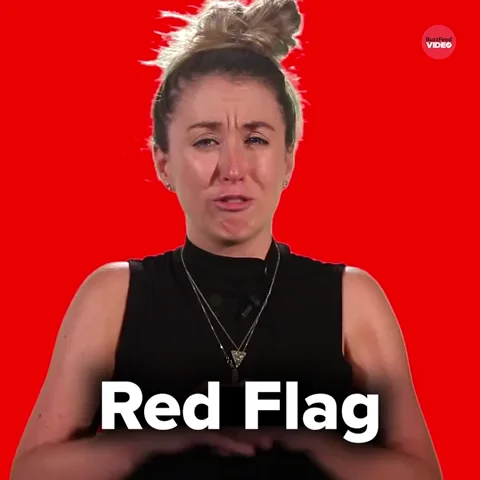 Woman with worried expression and Red Flag text