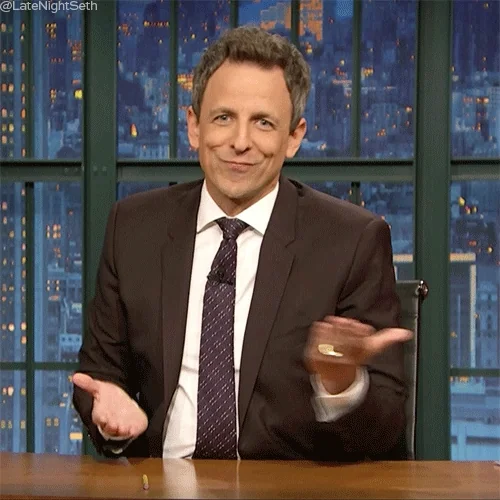 Seth Meyers (Late Night) applaudit — bravo, approbation