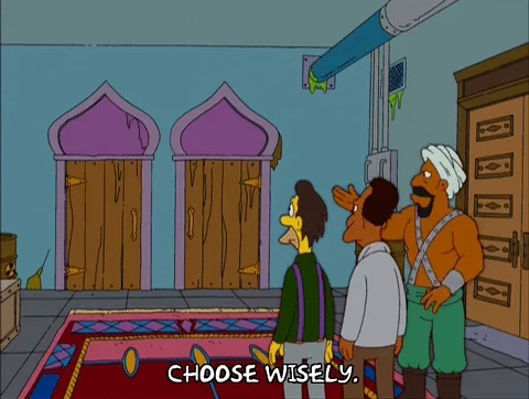 Simpsons: CHOOSE WISELY — choix, décision, sagesse