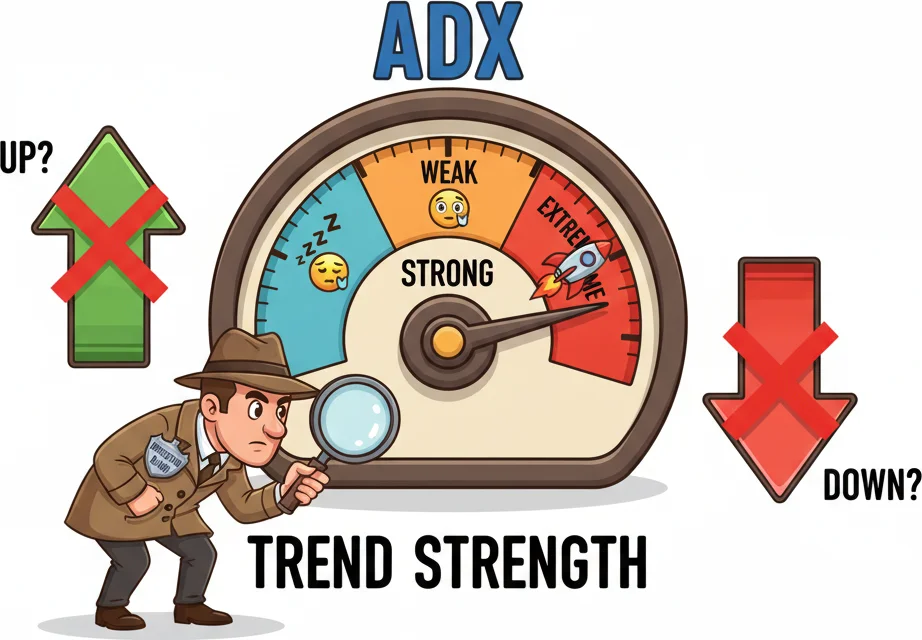 ADX gauge measuring trend strength without caring about direction