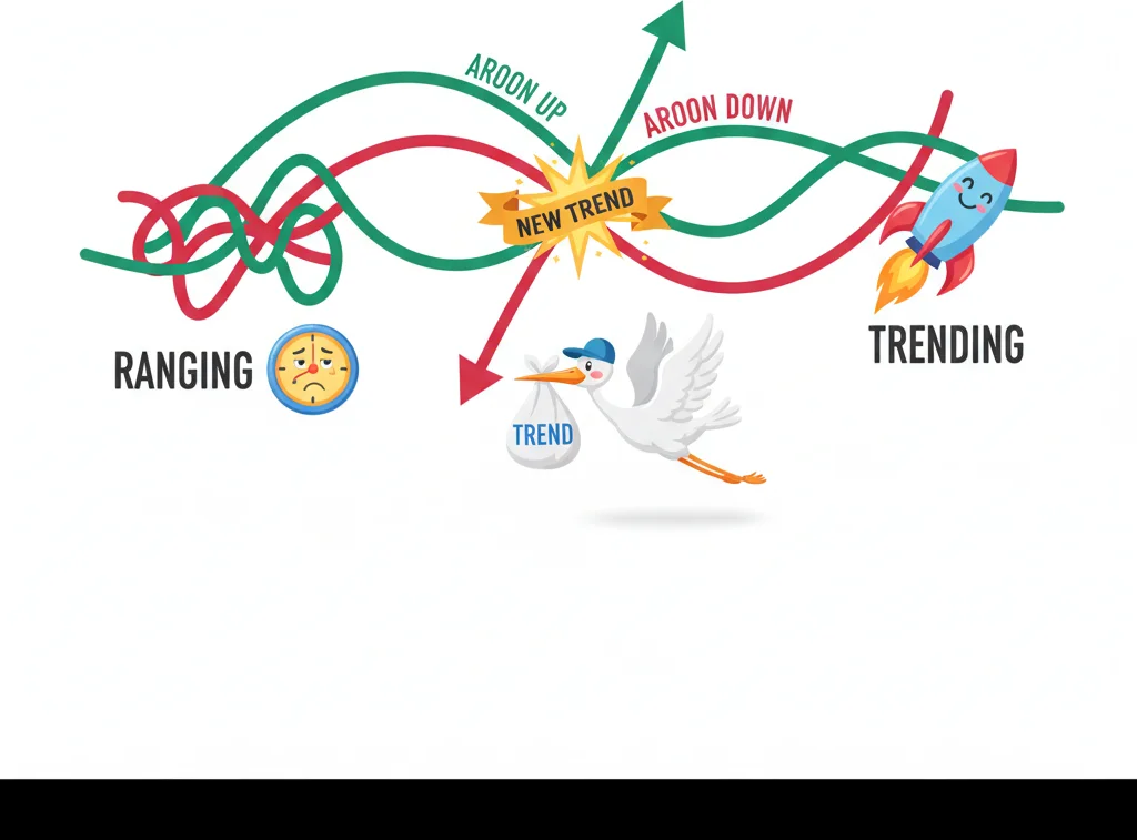 Aroon Up and Aroon Down crossover catching trend birth moments