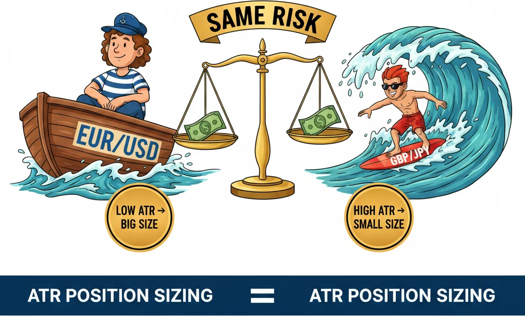 Position sizing with ATR — risking same dollar amount on every trade