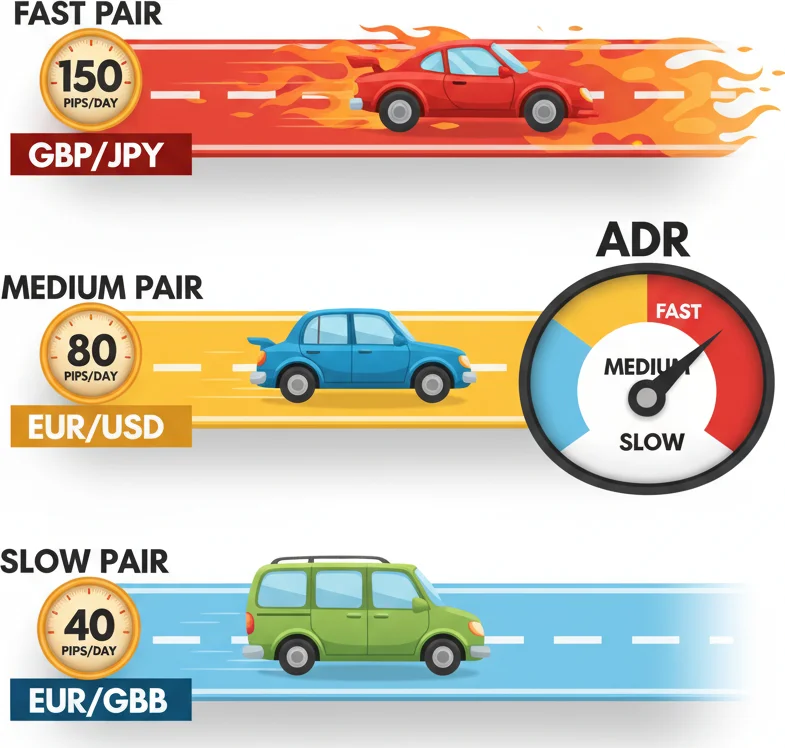 ADR concept in plain English — how many pips a currency pair moves per day