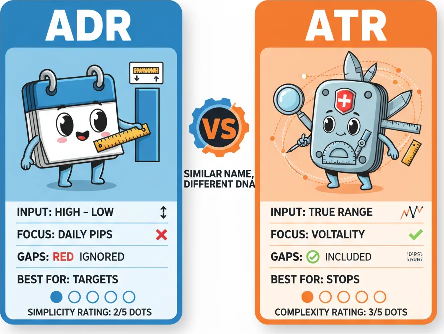 ADR vs ATR comparison — similar names but important differences explained