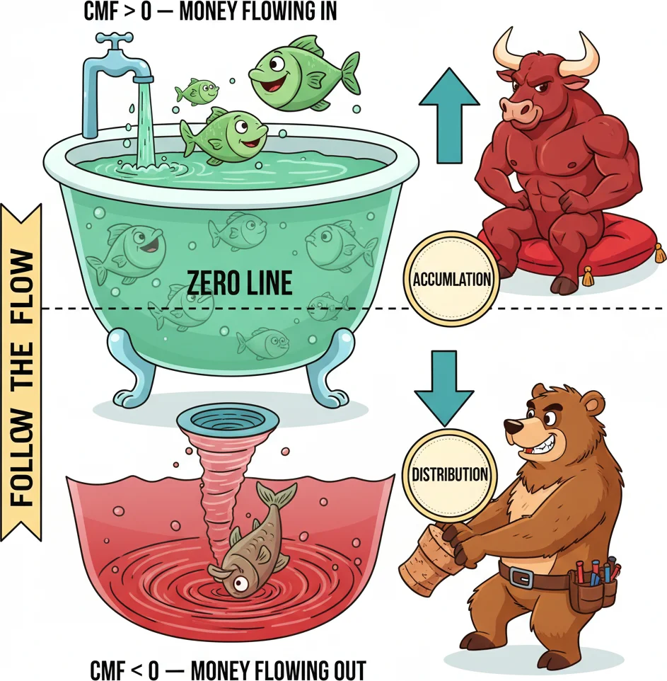 CMF above zero vs below zero — simplest trend confirmation signal