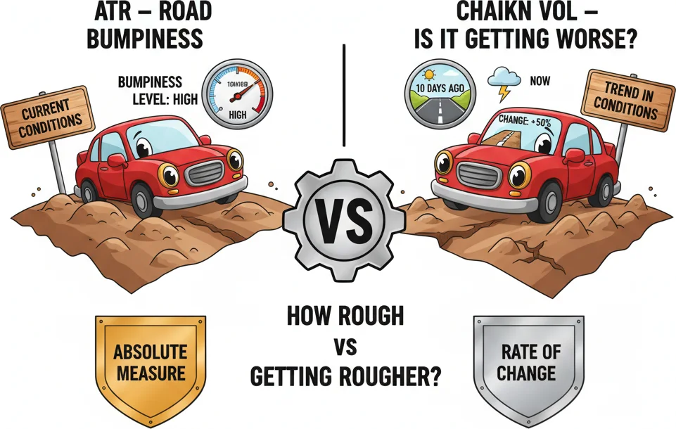 Chaikin Volatility vs ATR — two different volatility philosophies