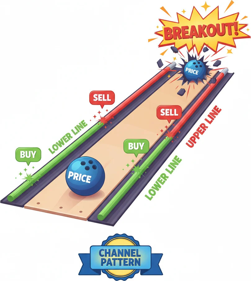 Price bouncing between parallel trendlines like a ball in a bowling lane