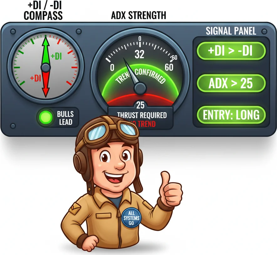 DMI crossover strategy — simple rules for when +DI crosses -DI