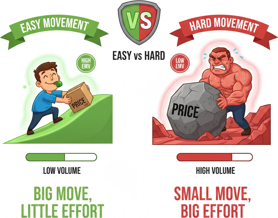 Richard Arms asking how easily price moves relative to volume