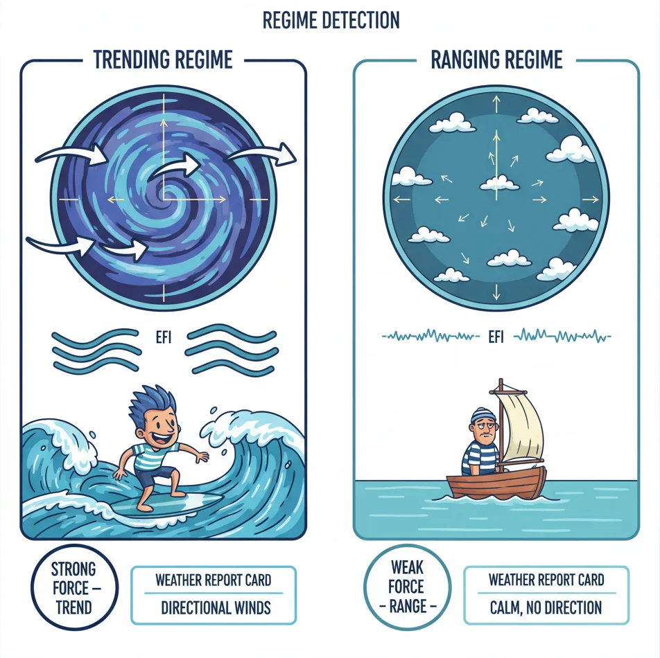 EFI as a market regime detector — trending vs ranging environments