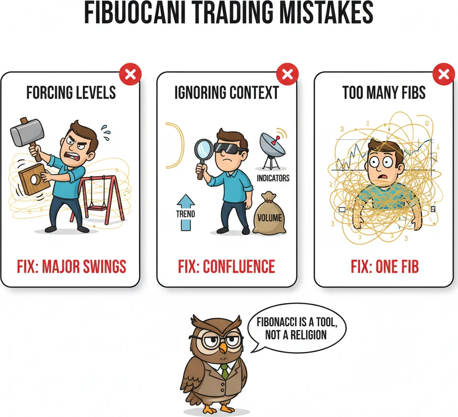 Common Fibonacci mistakes — forcing levels and ignoring context
