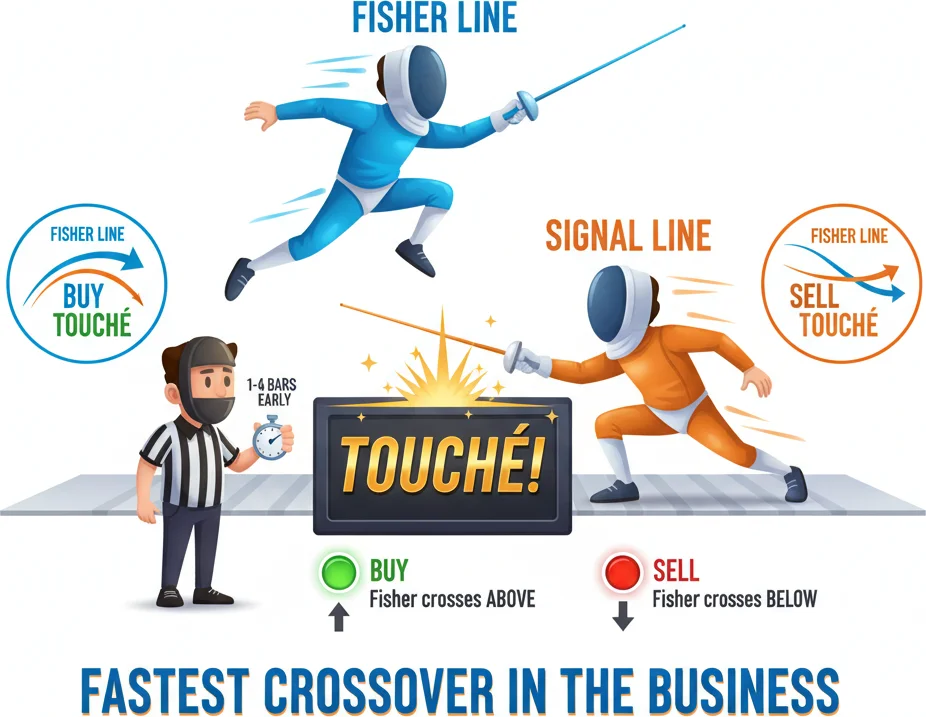 Fisher Transform crossover signals — fast and decisive entries