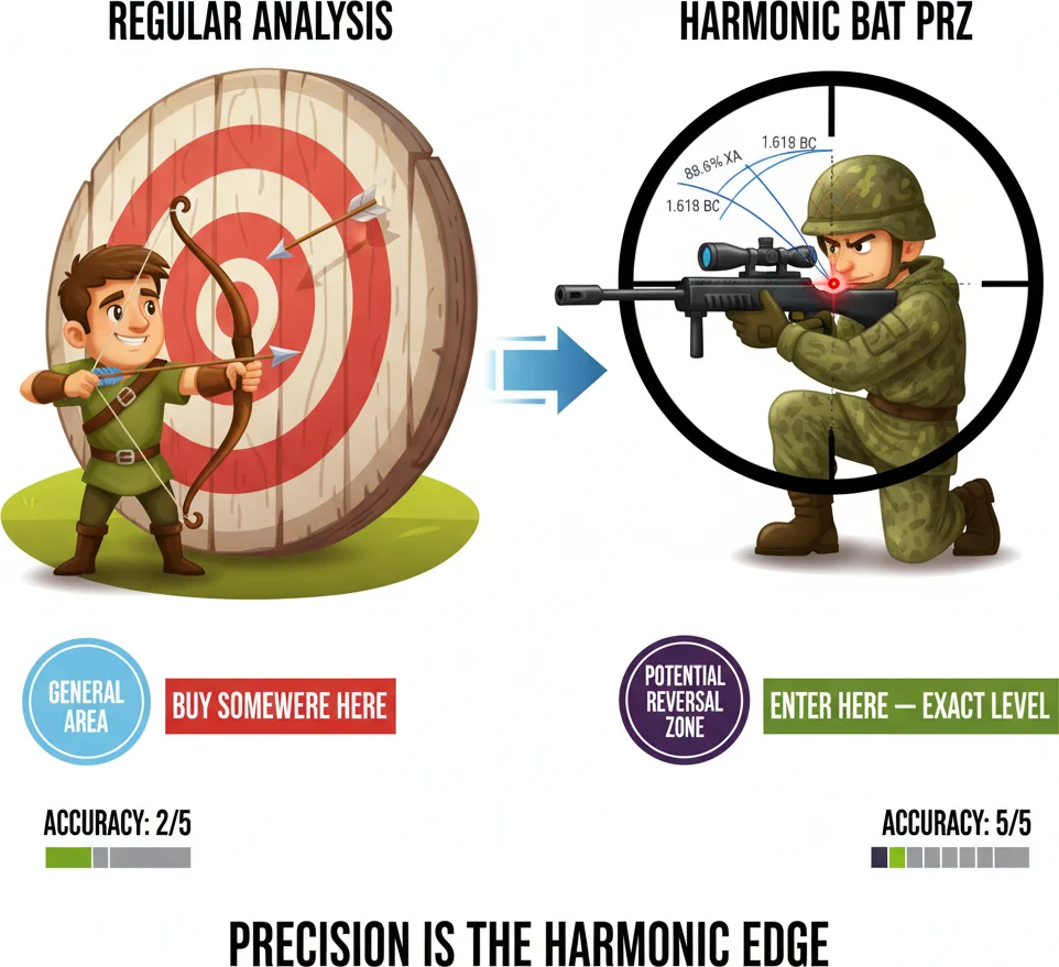 Harmonic pattern precision — the tightest reversal zone in technical analysis