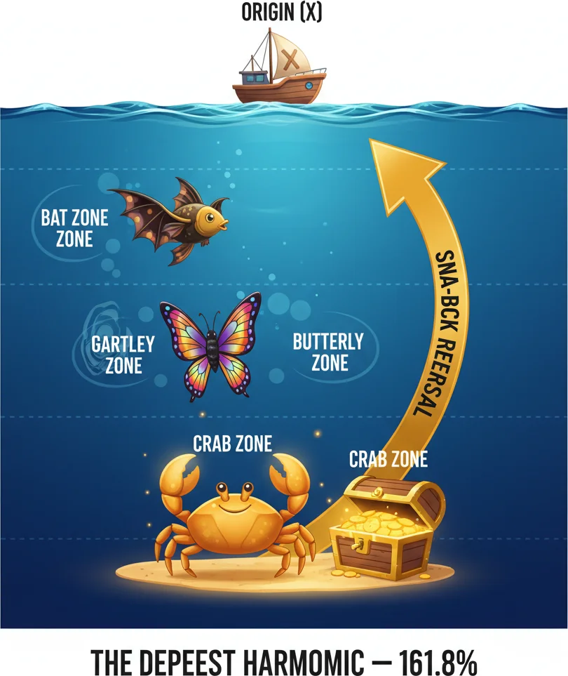 Harmonic Crab pattern with extreme 161.8% extension — the deepest harmonic