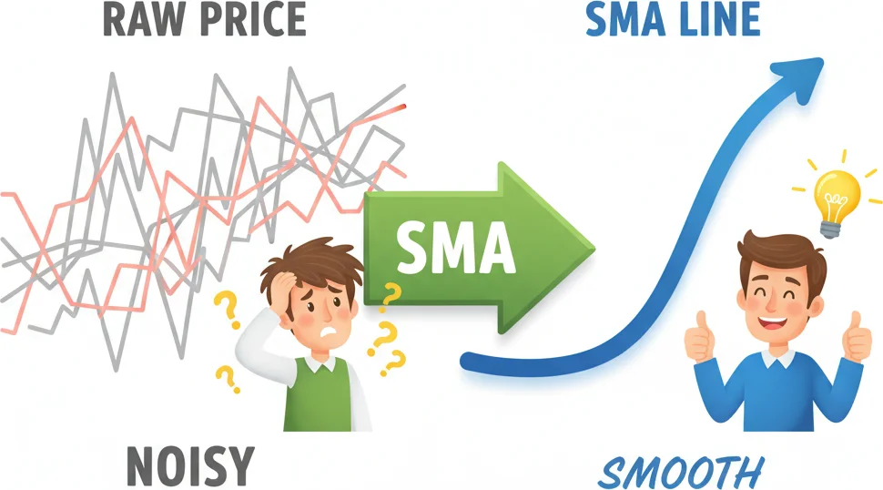 How the SMA smooths price noise into a clean trend line