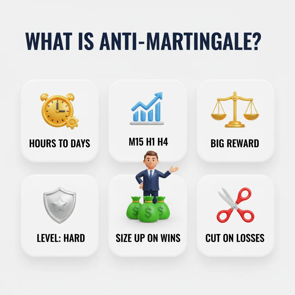 What is anti martingale infographic — overview of key characteristics