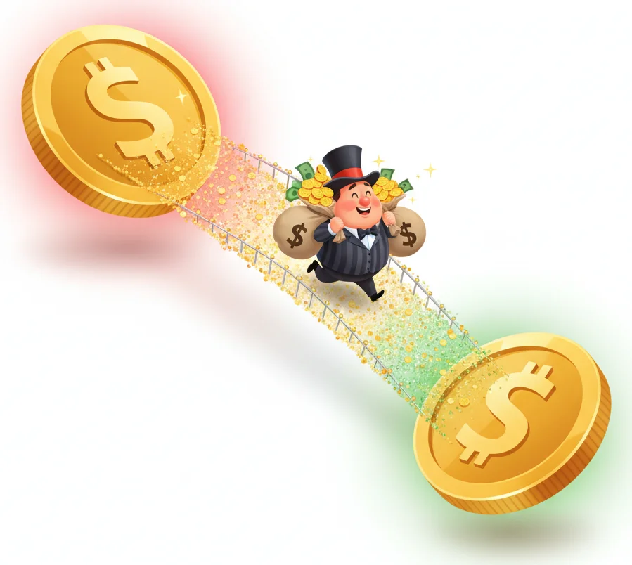 Same asset, two prices, instant profit