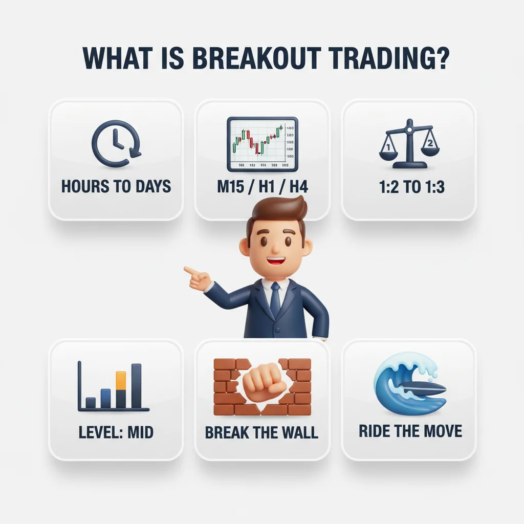 What is breakout trading infographic — overview of key characteristics