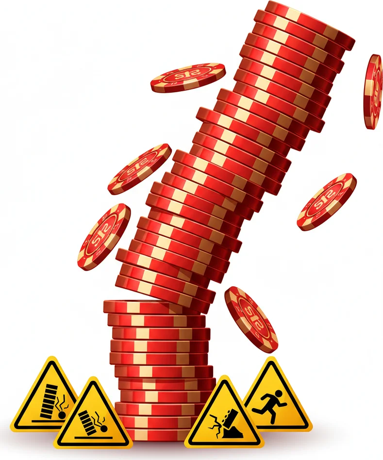 Double down after every loss — the martingale tower grows dangerously tall