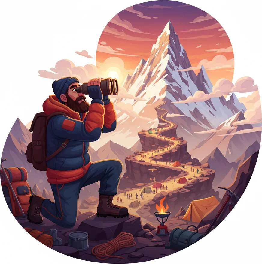 Eyes on the distant peak