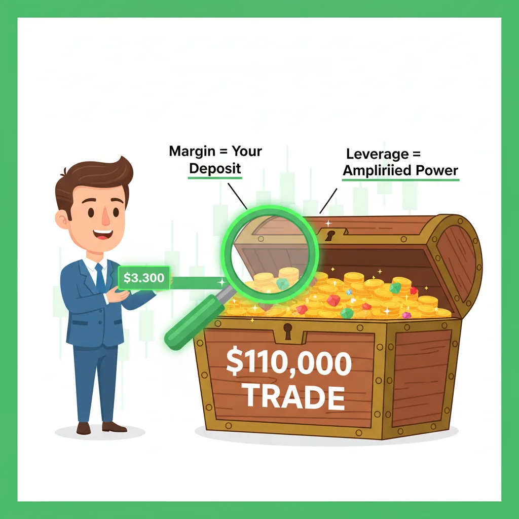 Small margin deposit controlling much larger trading position through leverage