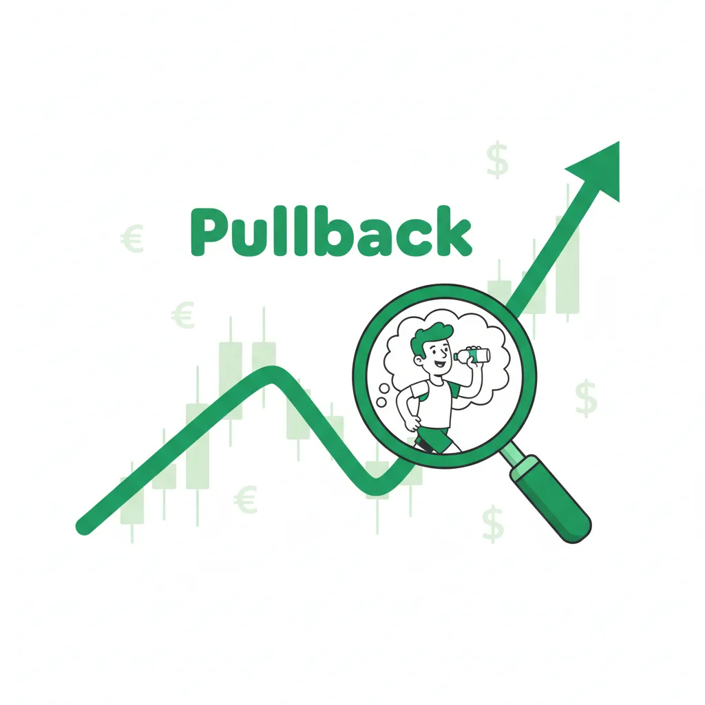 A pullback visualized: price dips temporarily before resuming its upward trend.